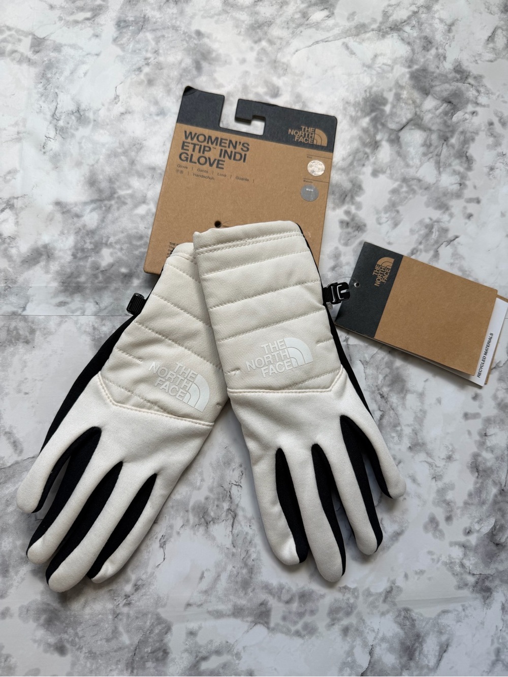 The North Face Women's Etip Indi Gloves in White and Black small